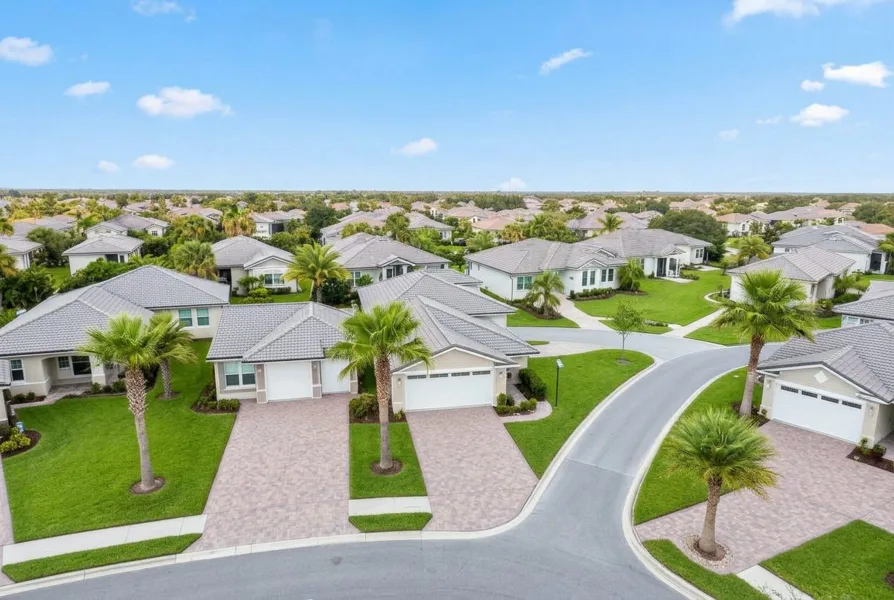Neighborhood homes and palm-lined streets in Lakewood Park