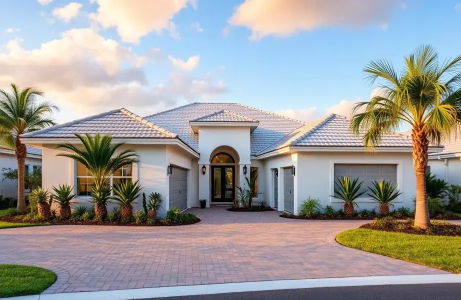 Palm-lined home exterior at Pineapple Preserve