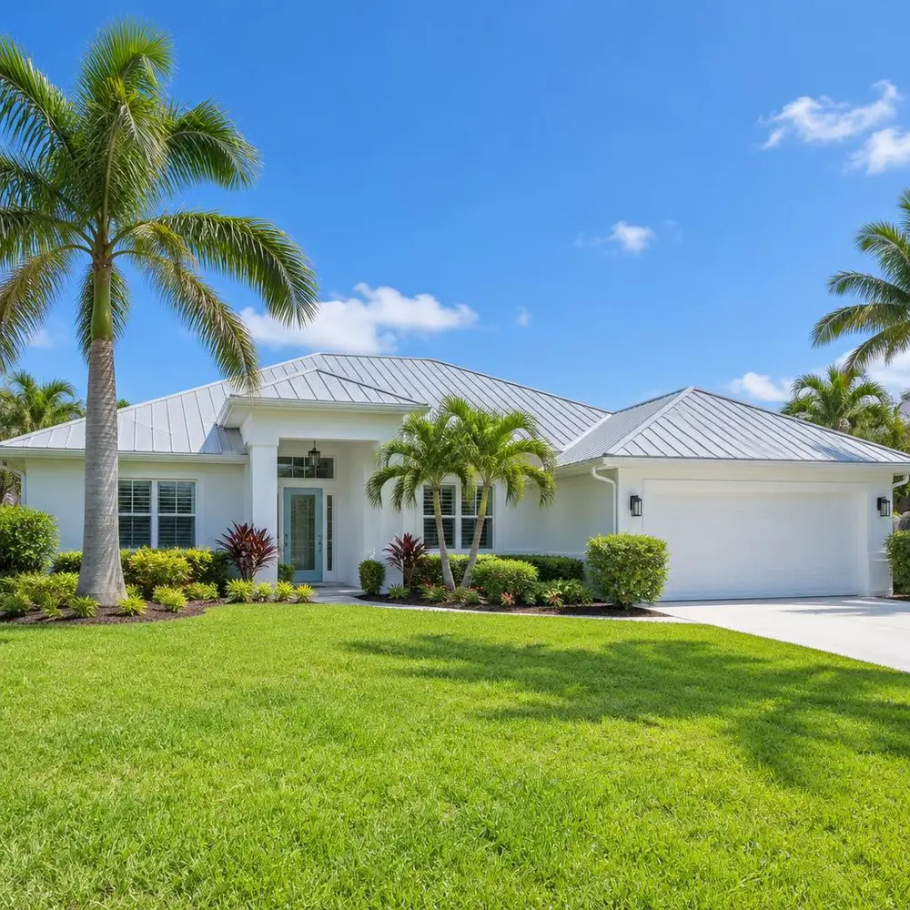 Coastal Florida home with a welcoming landscaped entry